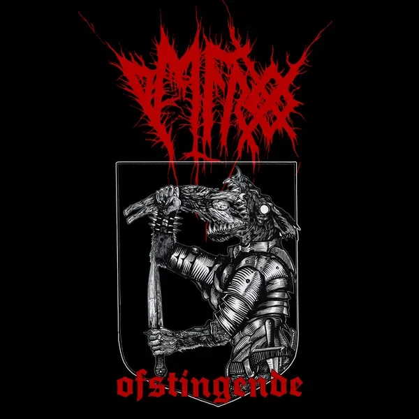 Ofstingende cover: an armored wolf-headed warrior inside a heraldic shield beneath the red Wearg logo